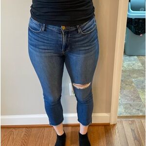 Frame The Charlotte High Rise Slim Straight Denim Medium Wash 28